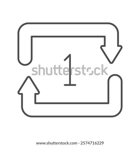 Repeat Once thinline icon , vector, pixel perfect, illustrator file