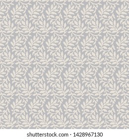 Repeat Ornate Leaves Vine Pattern Gray Neutral Background / Vector Illustration / Global Colors saved with Pattern Swatches