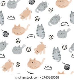 Repeat pattern of a cat doodle.