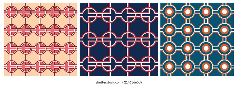 Repeat pattern circle shape classic geometric motif trendy backgrounds set. Modern very peri colour lux fabric design textile swatch, ladies dress, man shirt, bandana, silk scarf all over print block.
