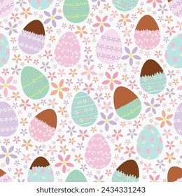 Repeat pattern with delicious chocolate easter eggs vector artwork