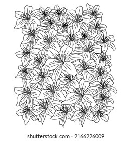 repeat pattern lilium flower black and white background of doodle style drawing