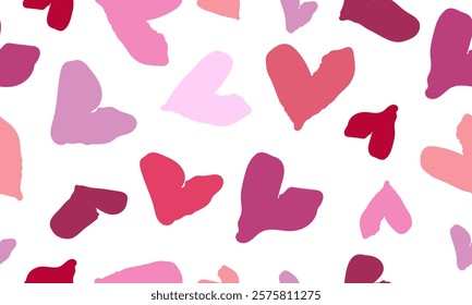 repeat pattern of pink heart on white background, replete image, design for fabric pattern