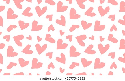 repeat pattern of pink heart on white background, replete image, design for fabric pattern