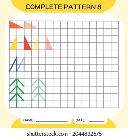 Repeat Pattern, Puzzle. Copy Picture. Special for preschool kids. Printable Kids Worksheet for practicing fine motor skills. Learn colors. Attention Exercise. Teachers Resources. Yellow