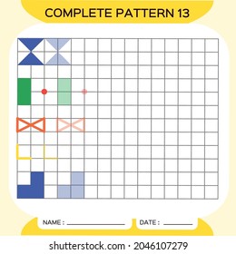 Wiederholen Sie Muster, Puzzle. Bild kopieren. Speziell für Vorschulkinder. Printable Kids Worksheet zum Üben feinmotorischer Fähigkeiten. Erfahren Sie Farben. Aufmerksamkeitsübung. Lehrerressourcen. Gelb