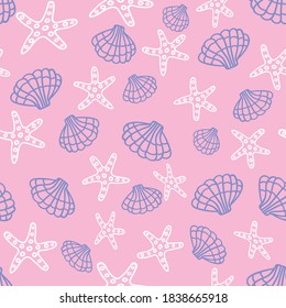 Repeat pattern with seahorse, octopus and starfish. Perfect for fabric and wallpaper project.