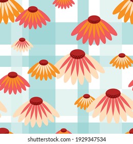 repeat pattern, seamless pattern with a design inspired by the Echinacea flower