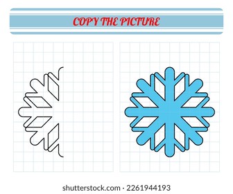 Repeat the picture. Coloring book for kids. Children's education. Snowflake.