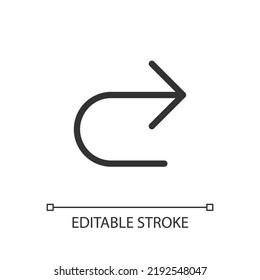 Repeat pixel perfect linear ui icon. Redo action. Digital program navigation. Next step. GUI, UX design. Outline isolated user interface element for app and web. Editable stroke. Arial font used