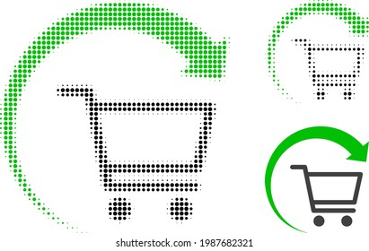 Repeat Purchase Order Halftone Dotted Icon. Halftone Pattern Contains Circle Dots. Vector Illustration Of Repeat Purchase Order Icon On A White Background.