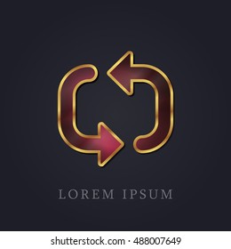 Repeat Red Ruby with Golden Frame Precious Jewellery Icon / Logo Design