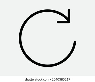 Repeat Refresh Recycle Arrow Again Rewind Circular Circle Round Rotation Loop Rotate Spin Cycle Reset Icon Sign Line Outline Black White Vector Shape