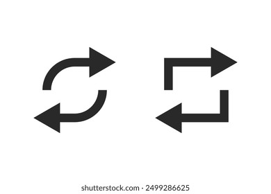 Repetir, refrescar, recargar, Restablecer, bucle, ronda, sincronización, reutilización, cambio, intercambio, ciclo de iconos vectoriales en estilo plano