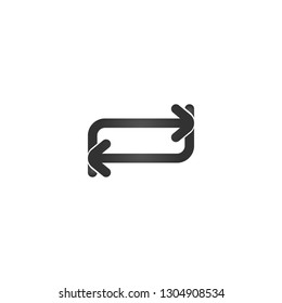 repeat refresh upgrade rectangle arrows. Vector illustration isolated on white background.
