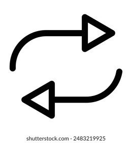 Repeat reload arrow icon linear logo mark in black and white