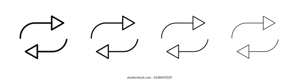 Repeat reload arrow icon Outline sign symbol set