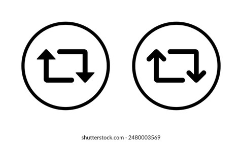 Repito, icono de repost en la línea del círculo