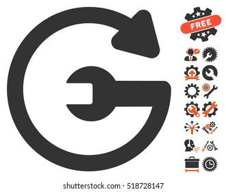 Repeat Service icon with bonus options pictures. Vector illustration style is flat iconic orange and gray symbols on white background.