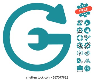 Repeat Service pictograph with bonus configuration clip art. Vector illustration style is flat iconic soft blue symbols on white background.