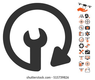 Repeat Service pictograph with bonus drone tools pictograms. Vector illustration style is flat iconic symbols on white background.