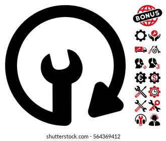 Repeat Service pictograph with bonus options symbols. Vector illustration style is flat iconic intensive red and black symbols on white background.