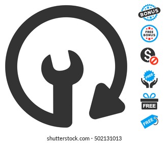 Repeat Service pictograph with free bonus clip art. Vector illustration style is flat iconic symbols, blue and gray colors, white background.