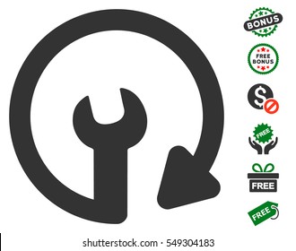 Repeat Service pictograph with free bonus images. Vector illustration style is flat iconic symbols, green and gray colors, white background.