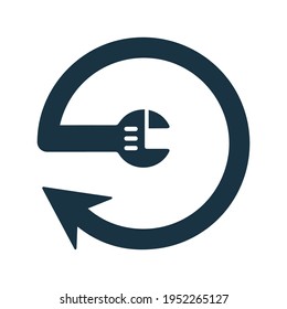 Repetir servicio, rotación, icono de flecha. Vector de glifo aislado en un fondo blanco.