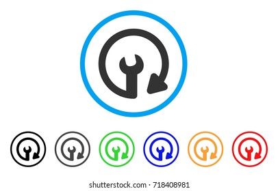 Repeat Service rounded icon. Style is a flat repeat service gray symbol inside light blue circle with black, gray, green, blue, red, orange variants. Vector designed for web and software interfaces.