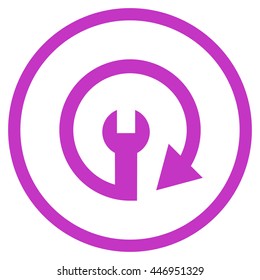 Repeat Service vector icon. Image style is a flat icon symbol inside a circle, violet color, white background.