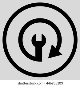 Repeat Service vector icon. Image style is a flat icon symbol inside a circle, black color, light gray background.
