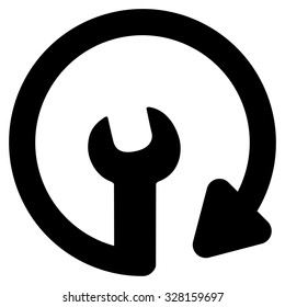 Repeat Service vector icon. Style is flat symbol, black color, rounded angles, white background.