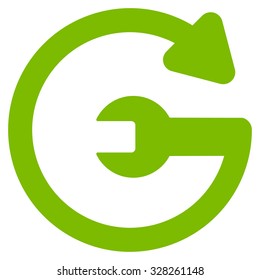 Repeat Service vector icon. Style is flat symbol, eco green color, rounded angles, white background.