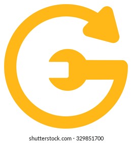 Repeat Service vector icon. Style is flat symbol, yellow color, rounded angles, white background.