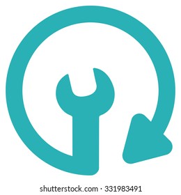 Repeat Service vector icon. Style is flat symbol, cyan color, rounded angles, white background.