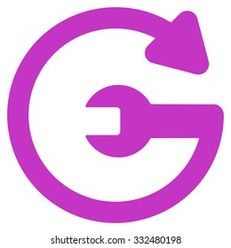 Repeat Service vector icon. Style is flat symbol, violet color, rounded angles, white background.