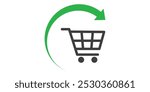 Repeat shopping cart icon on a white background. Isolated repeat shopping cart symbol with flat style.