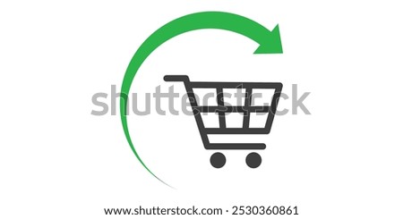 Repeat shopping cart icon on a white background. Isolated repeat shopping cart symbol with flat style.