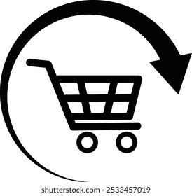 Repeat shopping cart icon. Online shopping and E-Commerce activity sign. flat style.