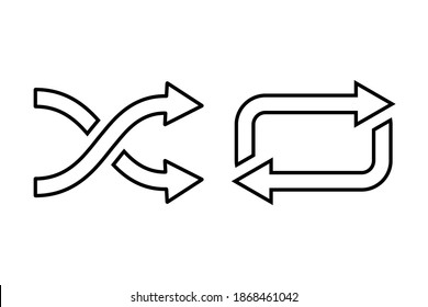 Repeat and shuffle vector icon isolated on white background. Repeat and shuffle icon for web site, multimedia or app. UI UX.