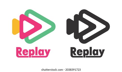 Repeat Sign Logo Design. Video Restart Logo And Icon Design. Web Icon Modern Repeat Sign.