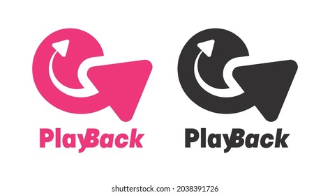 Repetir el diseño del logotipo de signo. Logo de reinicio de vídeo y diseño de iconos. Icono web signo de repetición moderno.