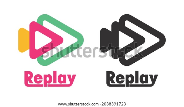 Repeat sign logo design. Video\
restart logo and icon design. Web icon modern repeat\
sign.