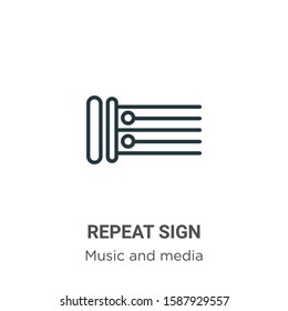 Repeat sign outline vector icon. Thin line black repeat sign icon, flat vector simple element illustration from editable music and media concept isolated on white background