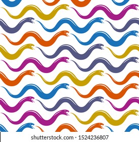 Repeat snakes seamless vector pattern, tiling endless background with venom reptiles in vintage style, subculture rock n roll and hard rock theme.