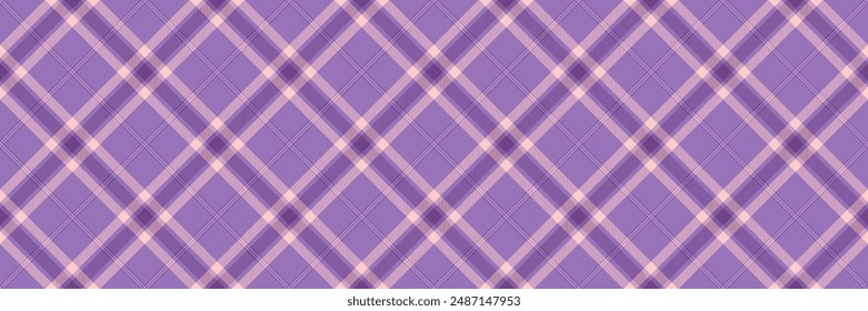 Tejido a cuadros de repetición textil, textura de tartán a cuadros sensuales. Patrón sin fisuras de Vector de fondo filigrana en paleta de colores violeta y claro.