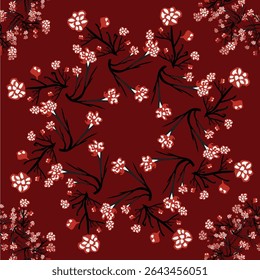 Repeat textile leaf circuler pattern