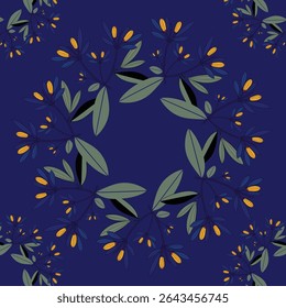 Repeat textile leaf circuler pattern
