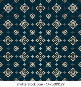 Repeat Thai Pattern In Dark Blue Gold Color Seemless Abstract Background